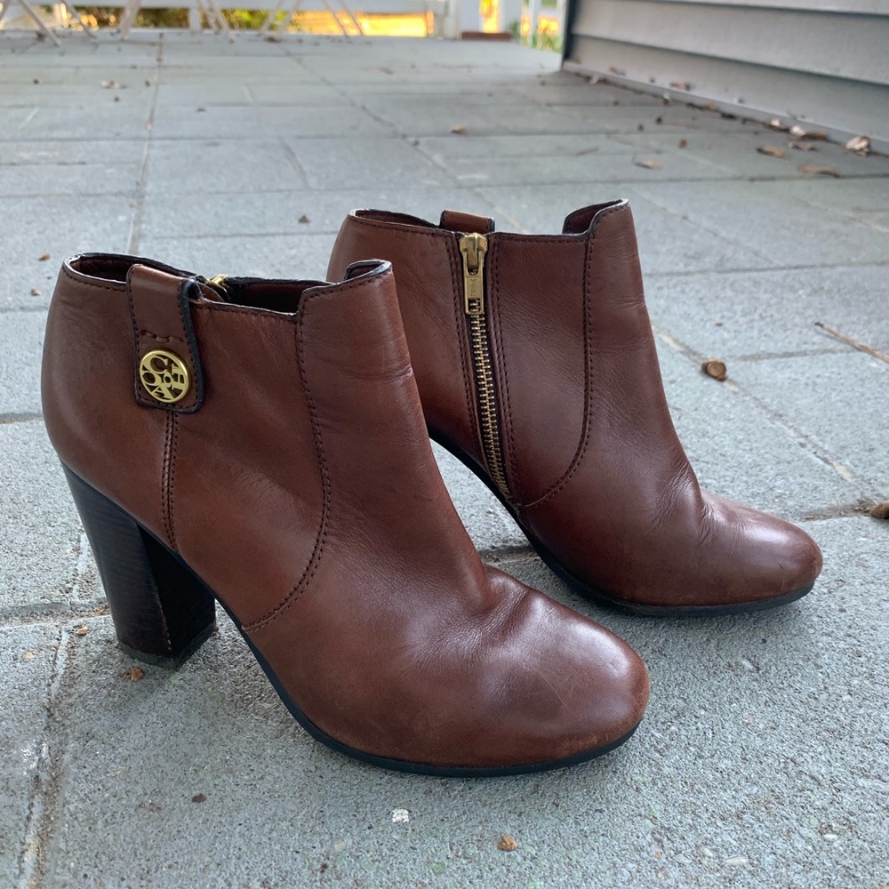 Brown Leather Coach Booties
